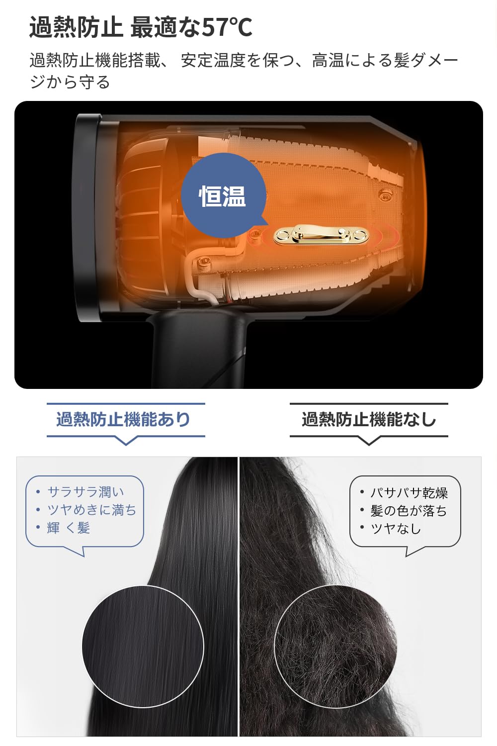 ヘアドライヤー 大風量 速乾 【1500W 高速モーター&恒温ヘアケア】 ドライヤー 高濃度マイナスイオン 高速ドライヤー 3段階温度調節可能 サーモスタットヘアドライヤー 冷熱風切替 低騒音 速乾ド ヘアドライヤー 大風量 速乾 【1500W 高速モーター&恒温ヘアケア】 ドライヤー 高濃度マイナスイオン 高速ドライヤー 3段階温度調節可能 サーモスタットヘアドライヤー 冷熱風切替 低騒音 速乾ド