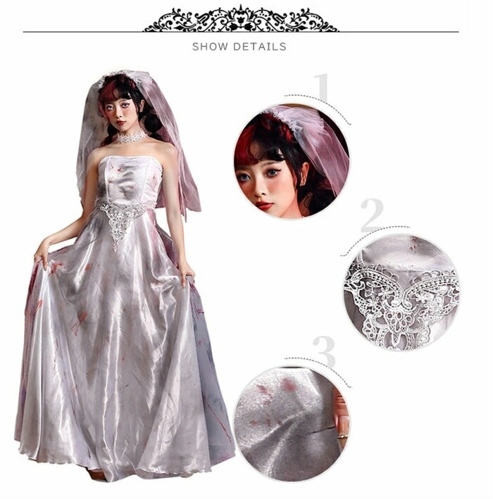 ハロウィン コスプレ ゾンビ 花嫁 コスプレ おばけ ゴースト ゾンビ ホラー ハロウィン 仮装 ゾンビ花嫁 幽霊 デビル 吸血鬼 コスプレゴースト お嫁さん 鬼嫁 コスチューム お化け ヴァンパイア