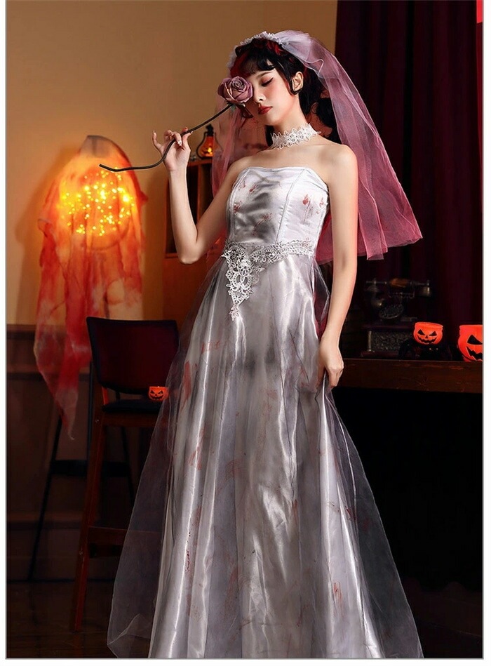 ハロウィン コスプレ ゾンビ 花嫁 コスプレ おばけ ゴースト ゾンビ ホラー ハロウィン 仮装 ゾンビ花嫁 幽霊 デビル 吸血鬼 コスプレゴースト お嫁さん 鬼嫁 コスチューム お化け ヴァンパイア