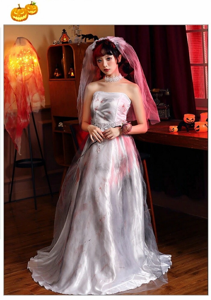 ハロウィン コスプレ ゾンビ 花嫁 コスプレ おばけ ゴースト ゾンビ ホラー ハロウィン 仮装 ゾンビ花嫁 幽霊 デビル 吸血鬼 コスプレゴースト お嫁さん 鬼嫁 コスチューム お化け ヴァンパイア