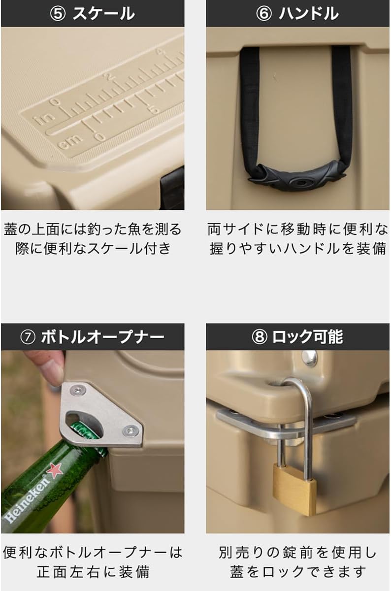 FIELDOOR ノーザンクーラーボックス 容量66.2L 42.5L 33.1L 18.9L 密閉 長時間 保冷 キャンプ BBQ 釣り レジャー 災害