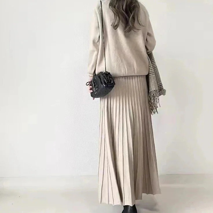 オールインワンセットアップセットアップワンピース 2024新作秋冬2TYPEセットニット/長袖セーター+スカート/ワイドパンツ/無地/上下セット体型カバー/二点セット/上下セット/セットアップ