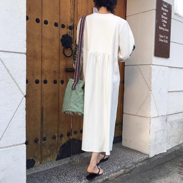 2カラー ルーズなハーフオープンカラーの長袖ドレス レディース ワンピース ドレス フレアスカート ロングスカート 膝下 ロング ミドル丈 長袖 襟なし ノーカラー フレア ストレート 2カラー ルーズなハーフオープンカラーの長袖ドレス レディース ワンピース ドレス フレアスカート ロングスカート 膝下 ロング ミドル丈 長袖 襟なし ノーカラー フレア ストレート