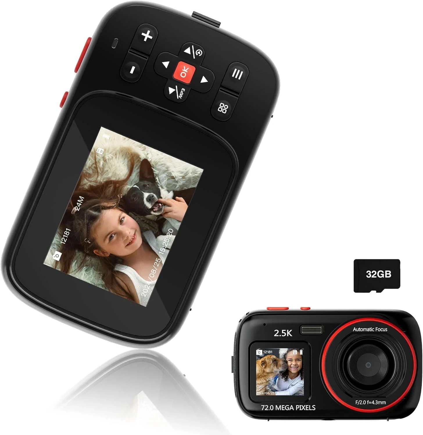 2025新登場 デジタルカメラ 小型 1080P かわいい デュアルカメラ セルフィーをサポート軽量 2.4インチ 16倍ズーム 録画 ポータブル キッズカメラ オートフォーカス