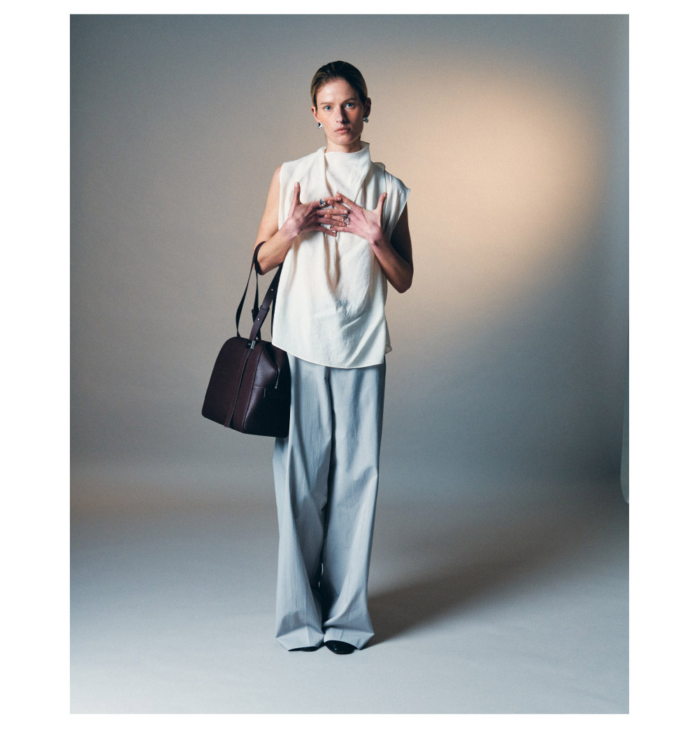 [AHNI] Midnight Boston bag_Bordo 牛革ショルダーバッグ