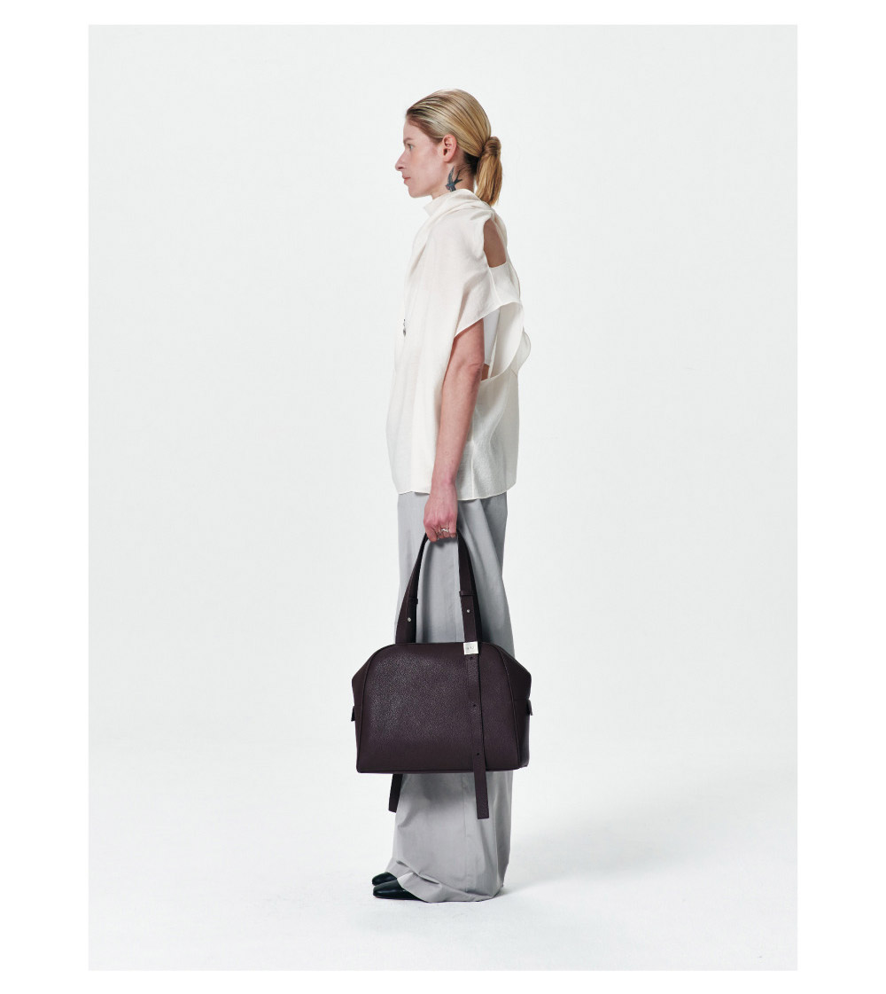 [AHNI] Midnight Boston bag_Bordo 牛革ショルダーバッグ