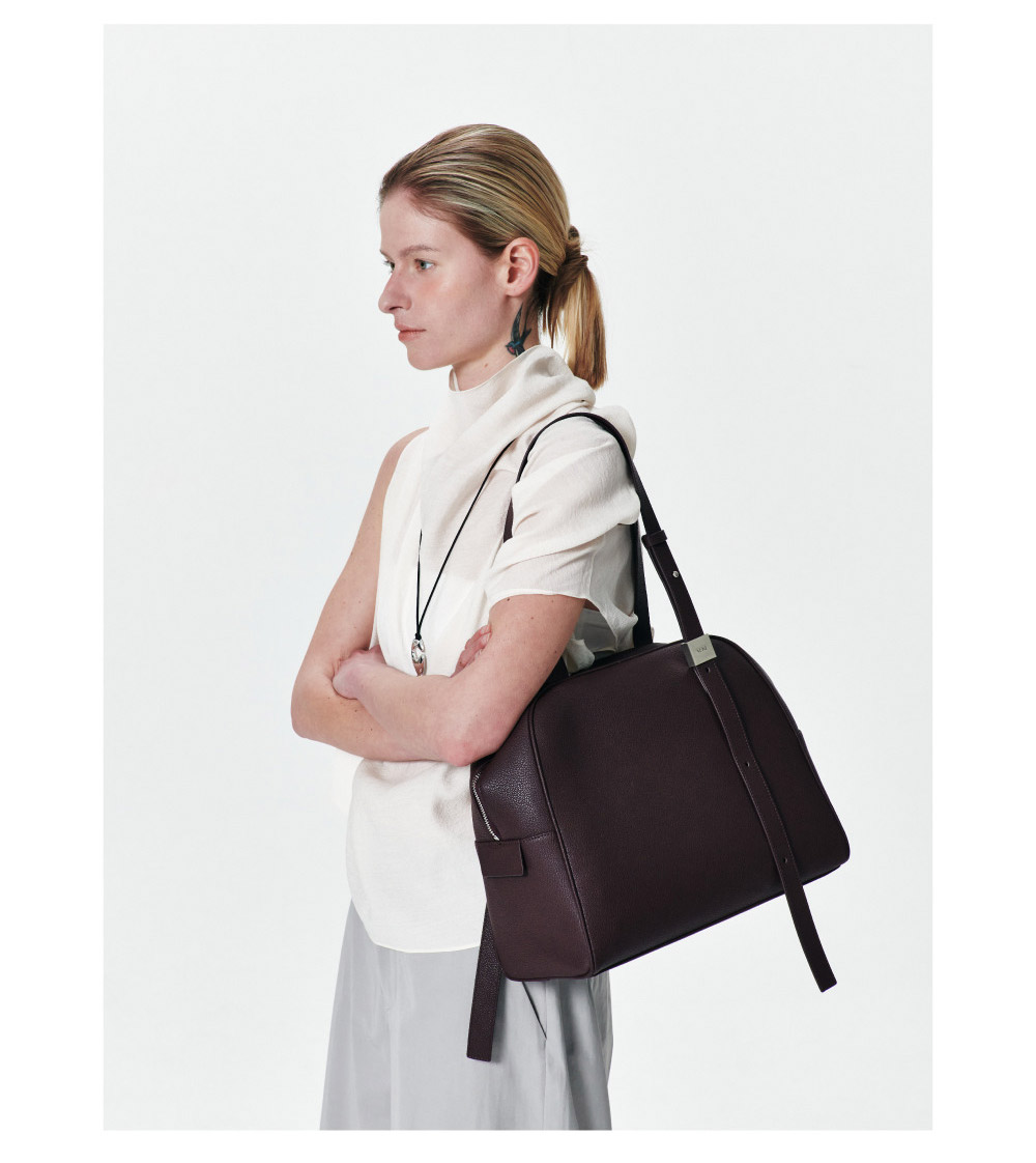 [AHNI] Midnight Boston bag_Bordo 牛革ショルダーバッグ