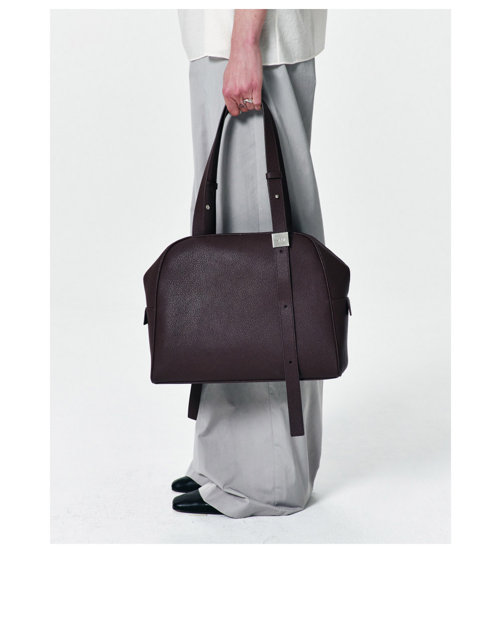 [AHNI] Midnight Boston bag_Bordo 牛革ショルダーバッグ