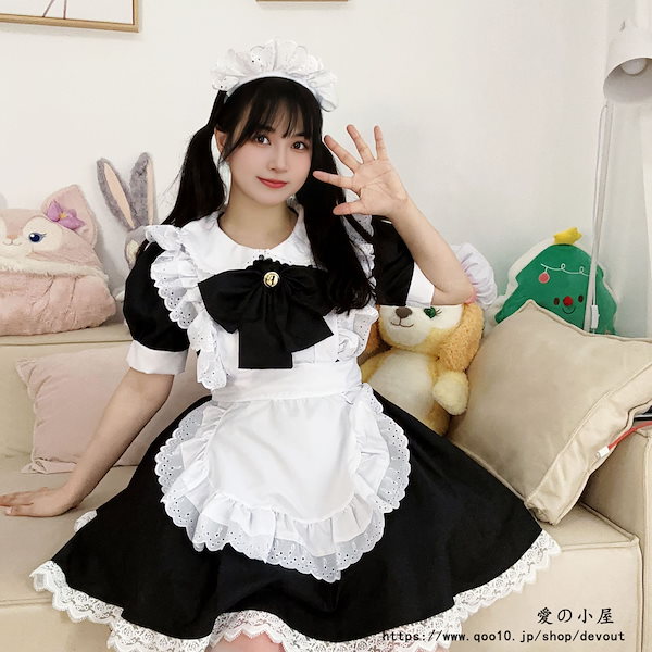 Qoo10] 白黒メイド服ロリータかわいい萌えリボンワ