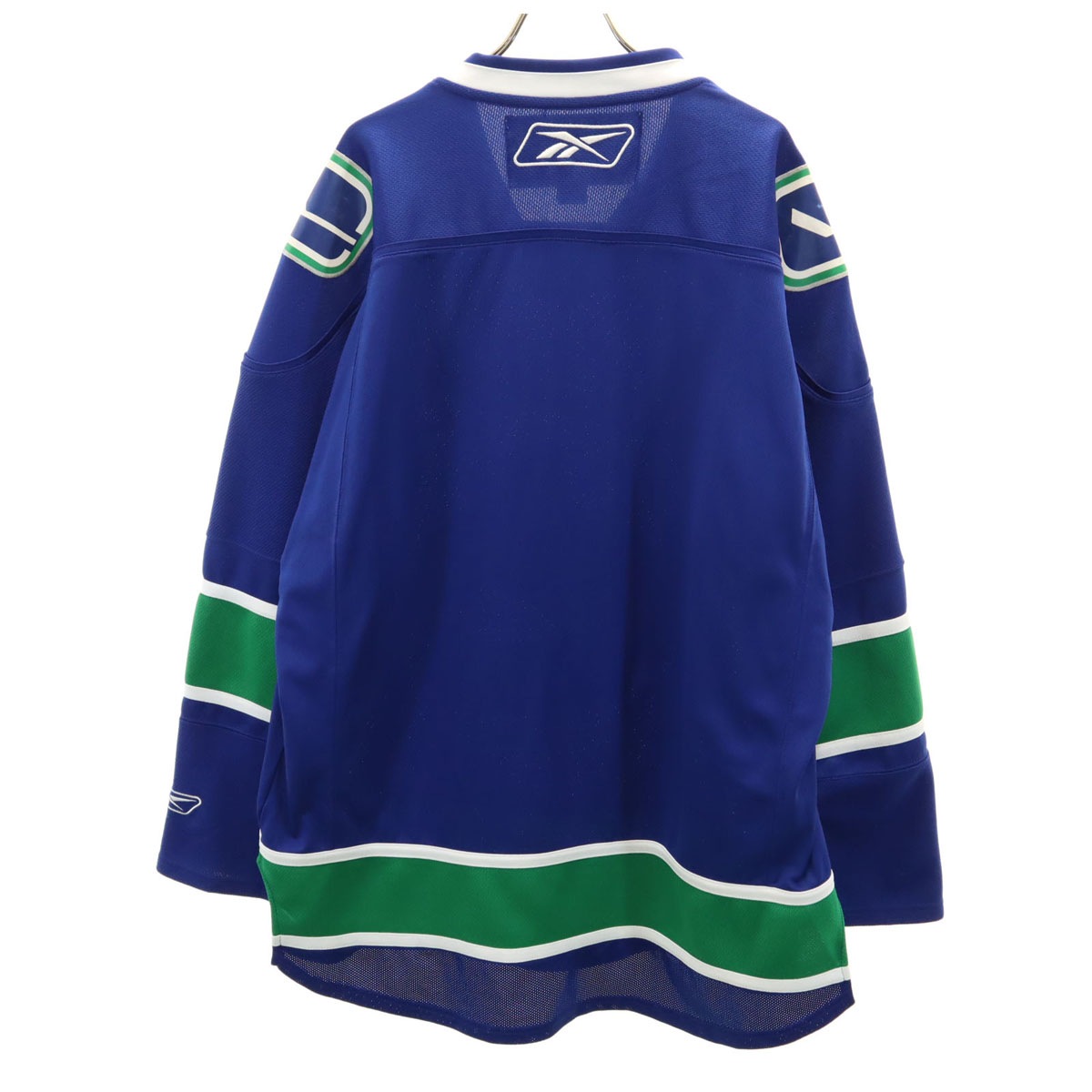 NHL バンクーバー・カナックス 長袖 ゲーム シャツ XL 青紺 ホッケー Vancouver Canucks メンズ 古着 NHL バンクーバー・カナックス 長袖 ゲーム シャツ XL 青紺 ホッケー Vancouver Canucks メンズ 古着