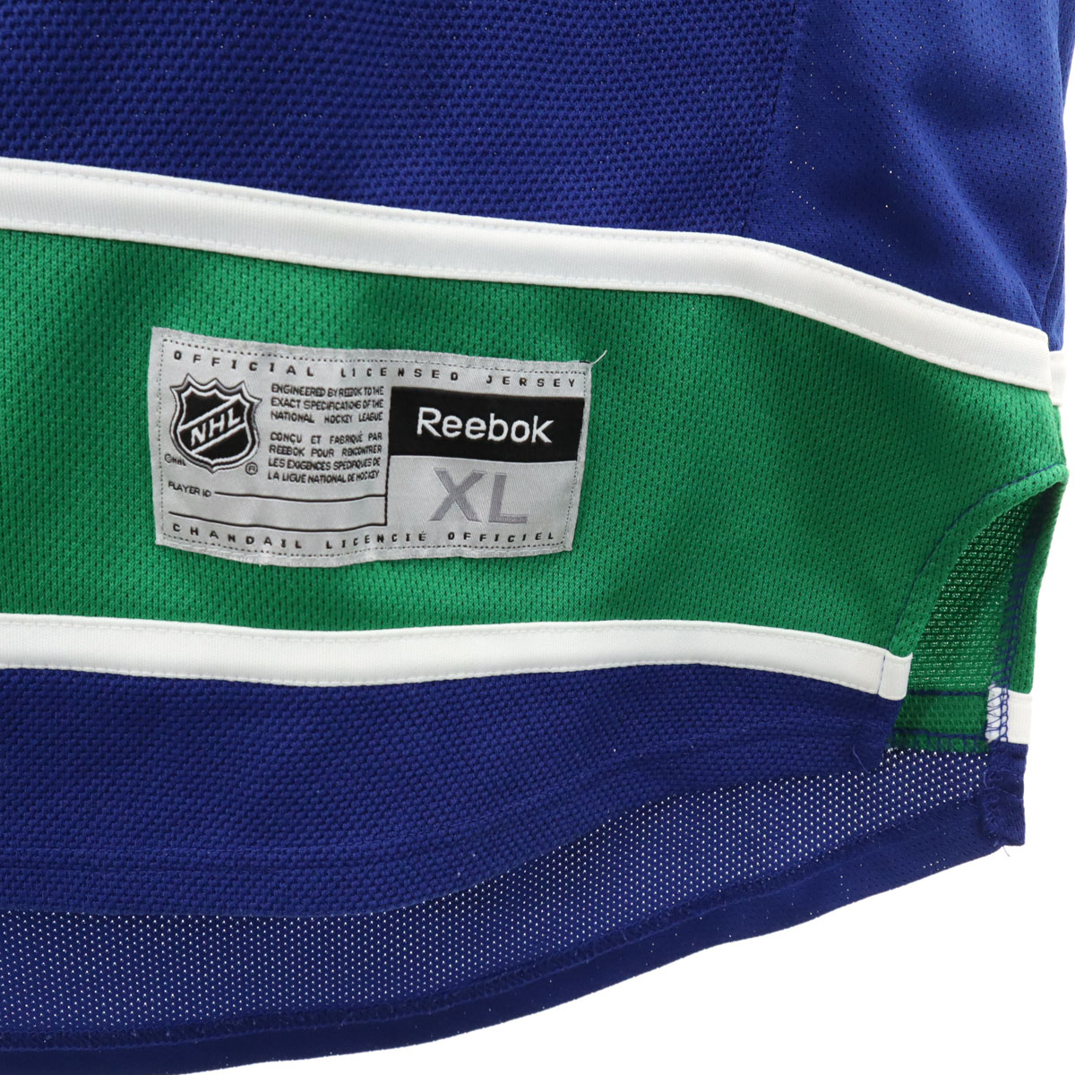 NHL バンクーバー・カナックス 長袖 ゲーム シャツ XL 青紺 ホッケー Vancouver Canucks メンズ 古着 NHL バンクーバー・カナックス 長袖 ゲーム シャツ XL 青紺 ホッケー Vancouver Canucks メンズ 古着