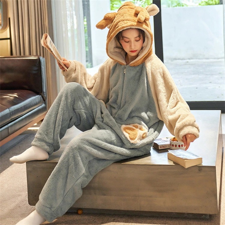 男女2点セットペアパジャマ カップル 冬 着ぐるみ ルームウエア オーバーホール ペアルック ペアお揃い 部屋着 フランネル オールインワン ナイトウェア レディース メンズ パジャマ 韓国 可愛い