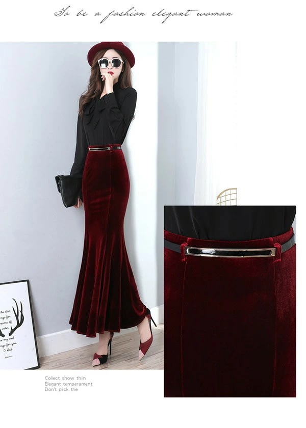 ロングスカート マーメイドライン マキシ丈 ベルベット ロング丈 春 秋 冬 マーメイドスカートロング スカートレディース マキシ丈スカートマーメイドスカート タイト シンプル レース 着痩せ 着心地