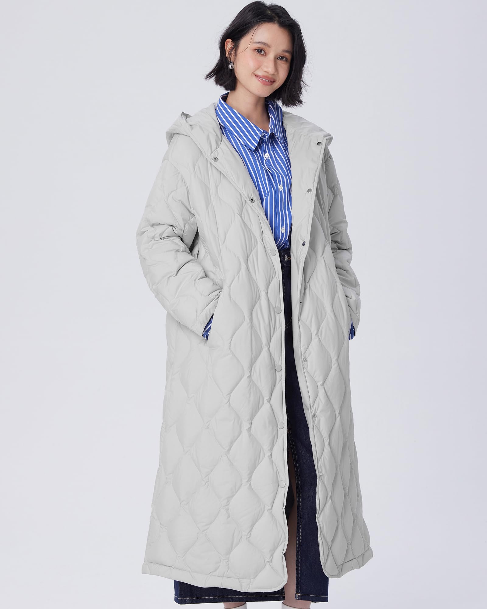 ダウンコートキルティングコート レディース アウター コート 防寒コート ロング フード付き 大きいサイズ ロングコート 防風 ゆったり 無地 あったか 暖かい Ｕｍｏ] キルティングコート レディース ダウンジャケット ロング