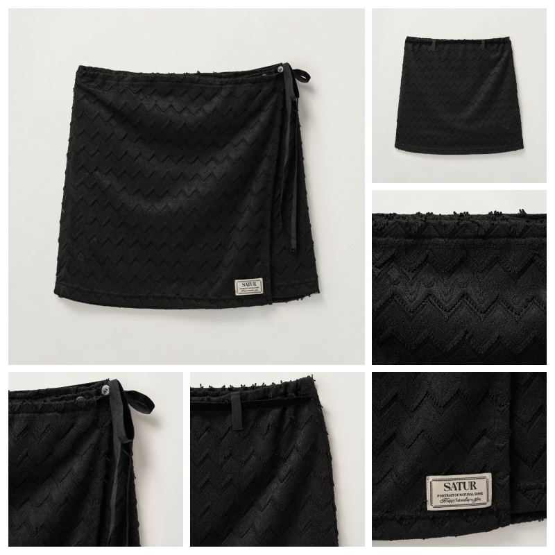 SATUR】 (W) CROCHET LAYERED SKIRT : 2COLORS