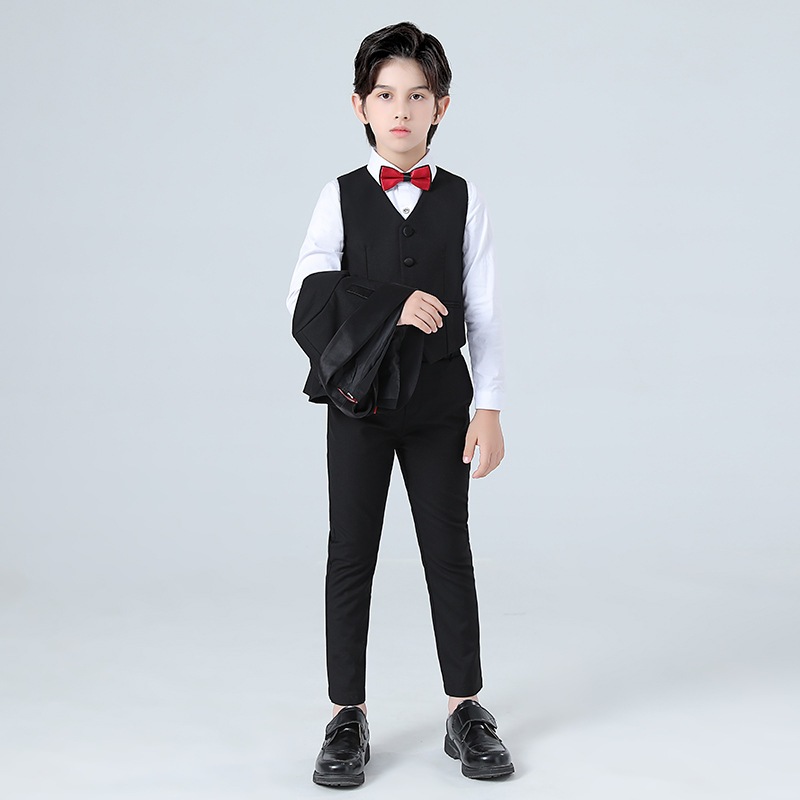 子供スーツ韓国無地スーツスリーピース少年ピアノホストパフォーマンスドレス秋子供スーツ