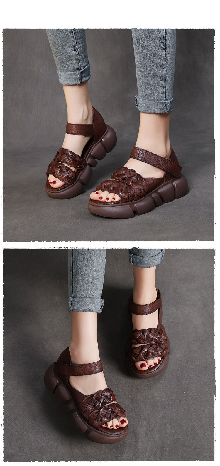 レディース 厚底サンダル 本革 牛革 ストラップ コンフォート 4.5cmヒール 防滑 軽量 クッション性 痛くない 疲れにくい カジュアル 夏ビーサン 歩きやすい 20代 30代 40代 50代 母