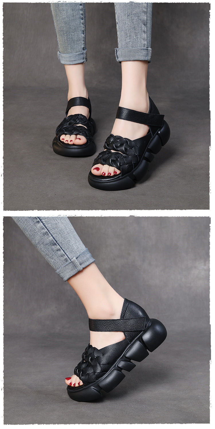 レディース 厚底サンダル 本革 牛革 ストラップ コンフォート 4.5cmヒール 防滑 軽量 クッション性 痛くない 疲れにくい カジュアル 夏ビーサン 歩きやすい 20代 30代 40代 50代 母