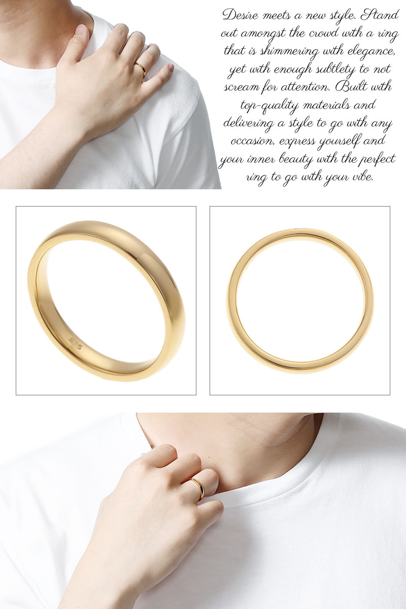 リング レディース メンズ シルバー925 K23RGP ゴールドコーティング 甲丸 ツヤあり リング レディース メンズ シルバー925 K23RGP ゴールドコーティング 甲丸 ツヤあり