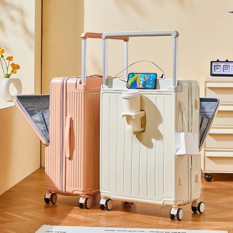 スーツケース スーツケース 機内持ち込み フロントオープン 旅行 国内旅 海外旅 ビジネス 出張 静音 キャリーケース キャリーバッグ カップホルダー付き USB充電ポート 360度 スーツケース スーツケース 機内持ち込み フロントオープン 旅行 国内旅 海外旅 ビジネス 出張 静音 キャリーケース キャリーバッグ カップホルダー付き USB充電ポート 360度