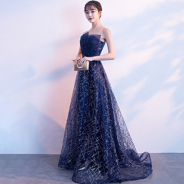 ドレス ワンピース パーティードレス 結婚式 大きいサイズ マキシ丈 袖なし Aライン フレア シースルー ネイビー お呼ばれ ブラック レッド 20代 30代 40代