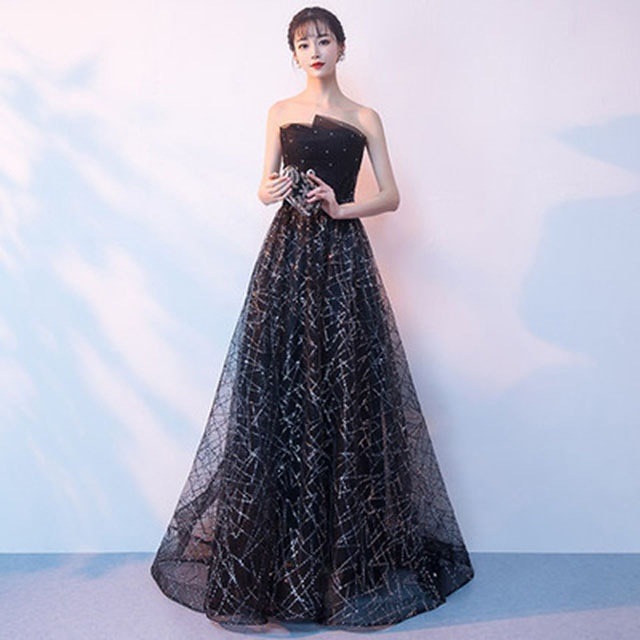 ドレス ワンピース パーティードレス 結婚式 大きいサイズ マキシ丈 袖なし Aライン フレア シースルー ネイビー お呼ばれ ブラック レッド 20代 30代 40代