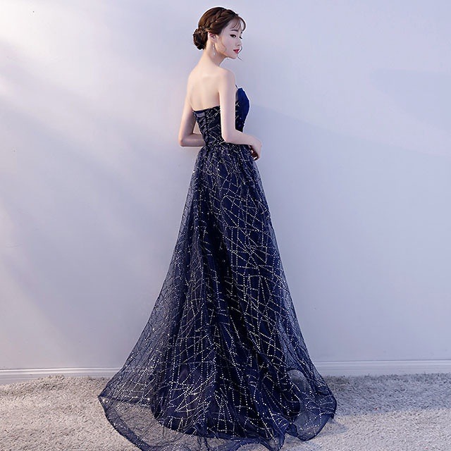 ドレス ワンピース パーティードレス 結婚式 大きいサイズ マキシ丈 袖なし Aライン フレア シースルー ネイビー お呼ばれ ブラック レッド 20代 30代 40代