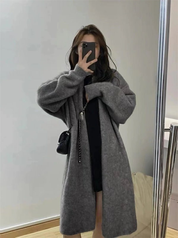 Qoo10] ロングカーディガン レディース 秋冬 厚