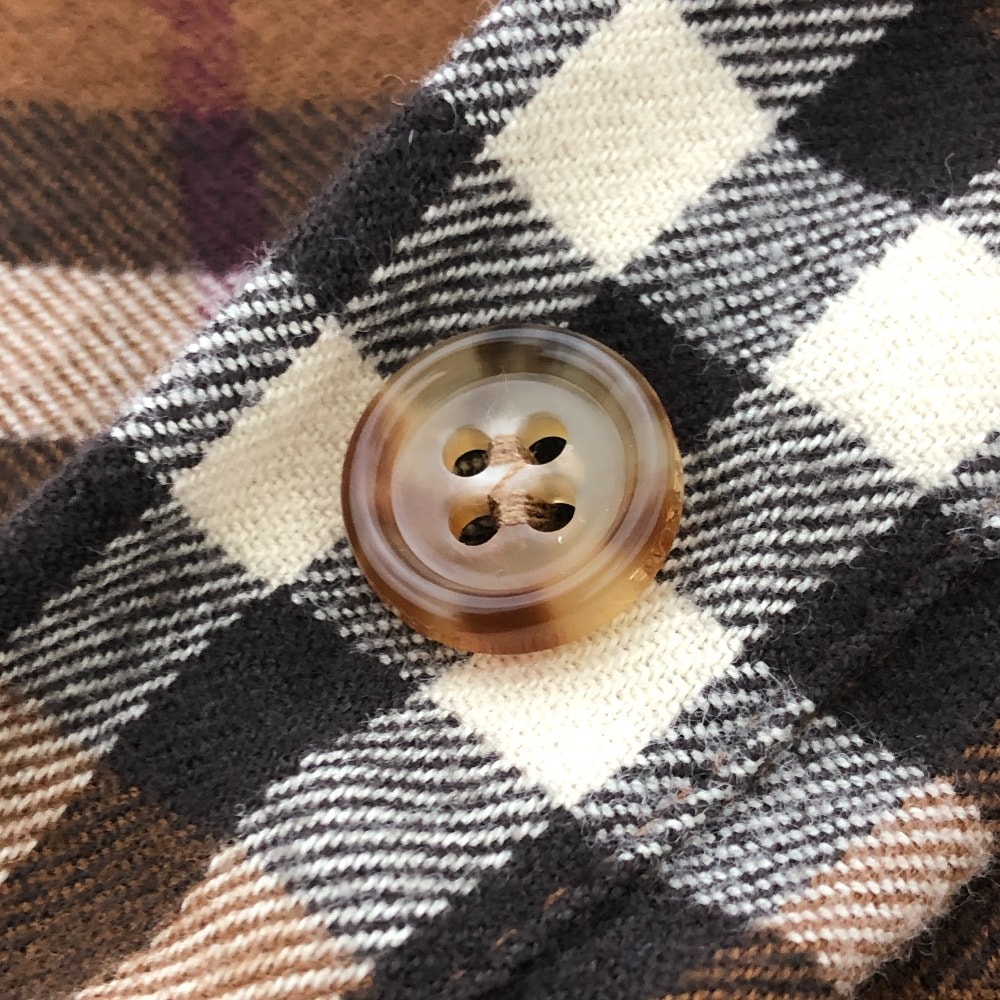 長袖シャツ チェック シャツ ワンピース 長袖シャツ シャツ コットン ブラウン