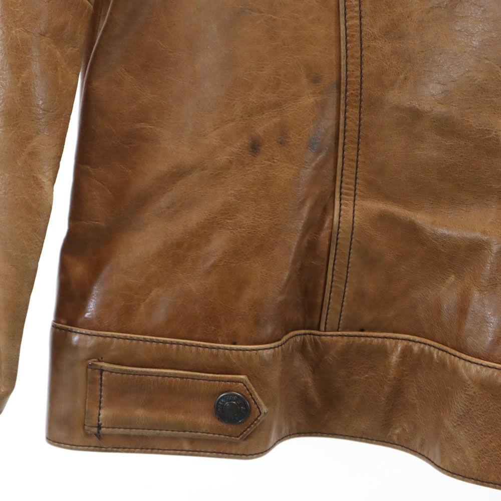 牛革 レザー シングル トラッカー ジャケット XS ブラウン レディース 牛革 レザー シングル トラッカー ジャケット XS ブラウン レディース