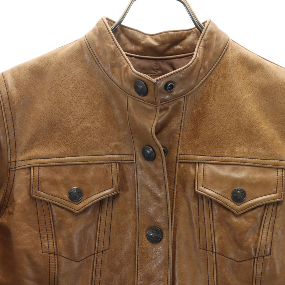 牛革 レザー シングル トラッカー ジャケット XS ブラウン レディース 牛革 レザー シングル トラッカー ジャケット XS ブラウン レディース