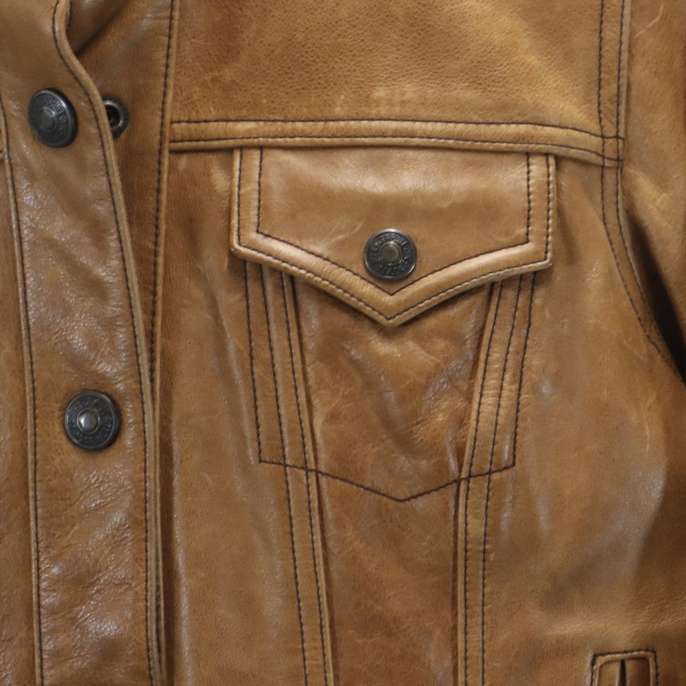 牛革 レザー シングル トラッカー ジャケット XS ブラウン レディース 牛革 レザー シングル トラッカー ジャケット XS ブラウン レディース