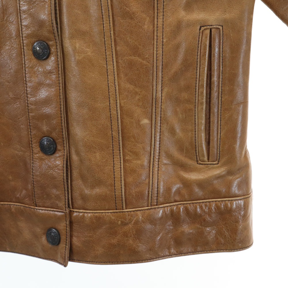 牛革 レザー シングル トラッカー ジャケット XS ブラウン レディース 牛革 レザー シングル トラッカー ジャケット XS ブラウン レディース