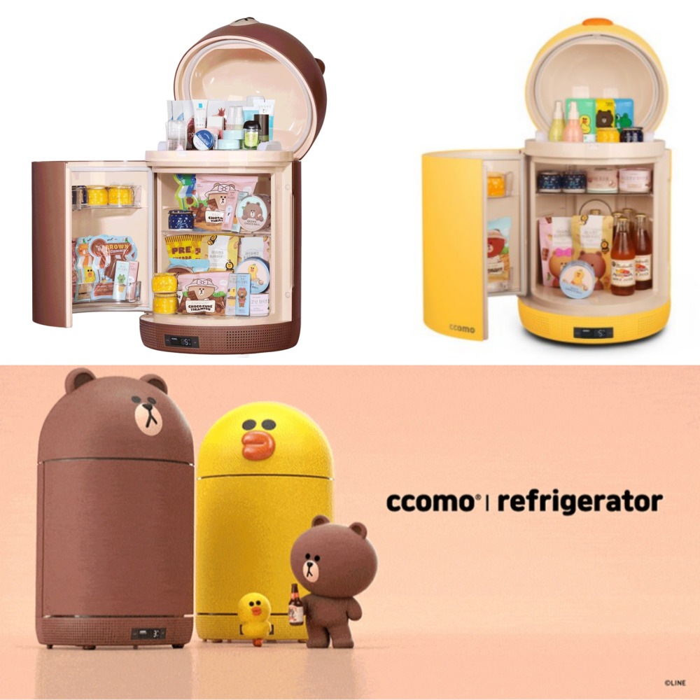 [ccomo]ラインフレンズ冷蔵庫ホームバー(セリー/ブラウン)デザイン冷蔵庫ミニ冷蔵庫新居プレゼントデジタルブルートゥース冷蔵庫