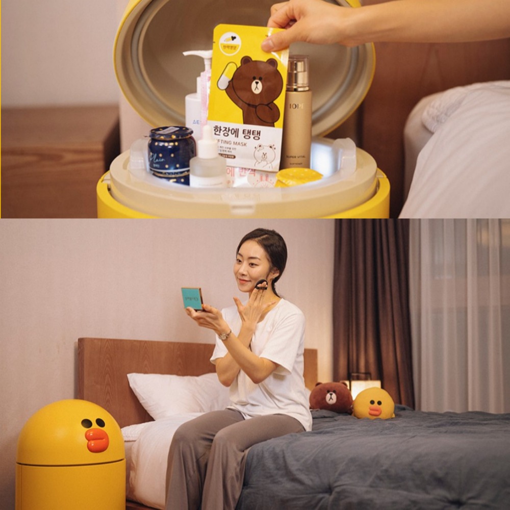 [ccomo]ラインフレンズ冷蔵庫ホームバー(セリー/ブラウン)デザイン冷蔵庫ミニ冷蔵庫新居プレゼントデジタルブルートゥース冷蔵庫