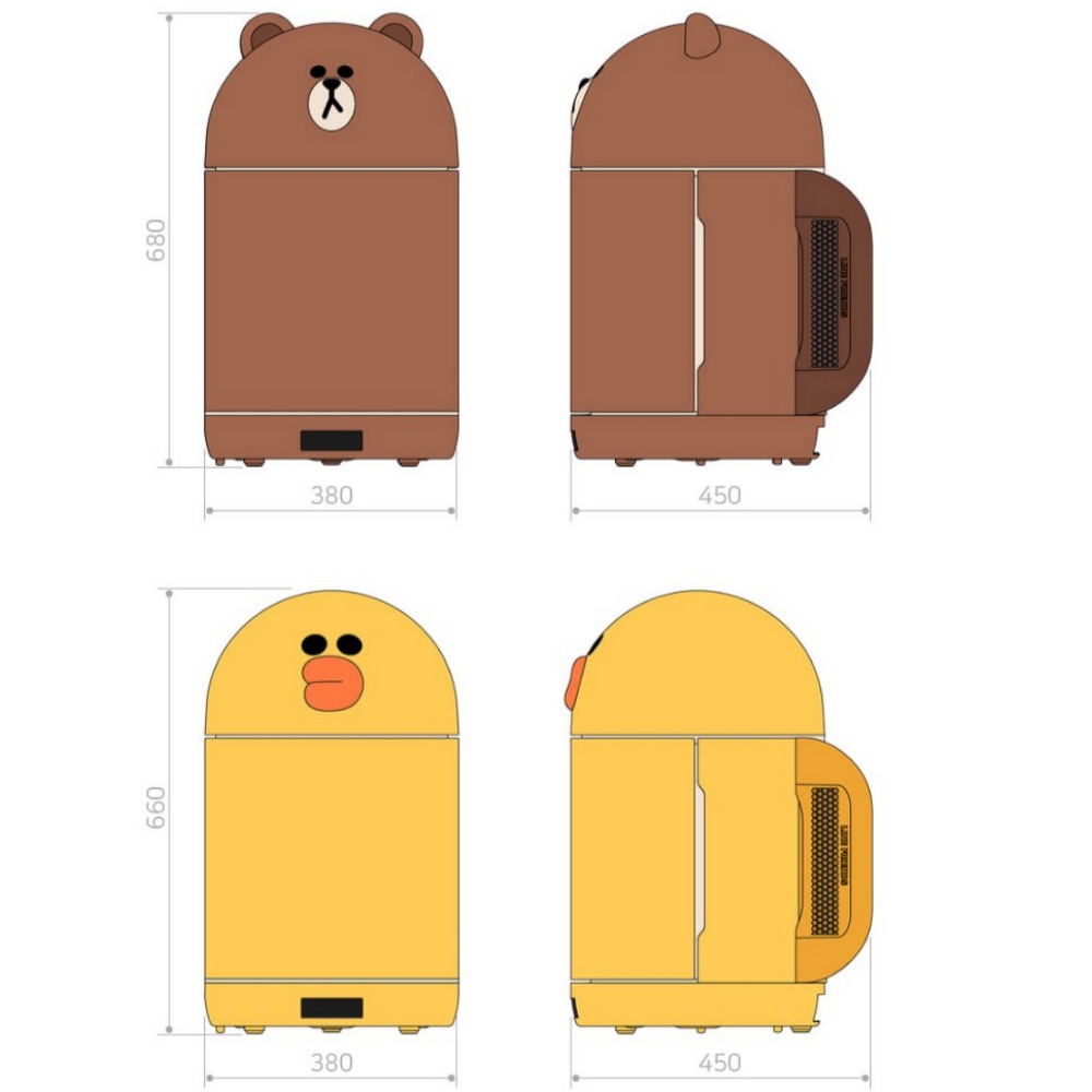 [ccomo]ラインフレンズ冷蔵庫ホームバー(セリー/ブラウン)デザイン冷蔵庫ミニ冷蔵庫新居プレゼントデジタルブルートゥース冷蔵庫