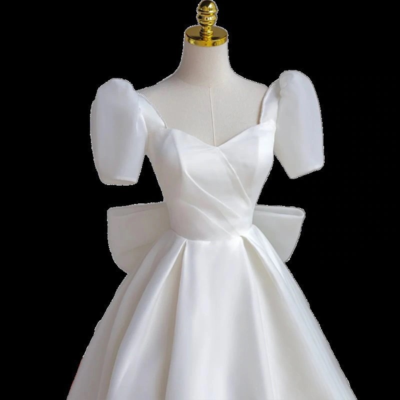 フレンチライトウェディングドレス2024新婦フロアレングスシンプルフォレストスタイル証明書登録スモールホワイトスカートドレス女性用 フレンチライトウェディングドレス2024新婦フロアレングスシンプルフォレストスタイル証明書登録スモールホワイトスカートドレス女性用