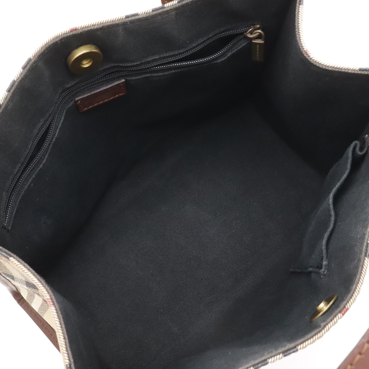 ノバチェック チェック柄 ハンドバッグ トートバッグ PVC レザー ベージュ ブラウン_4