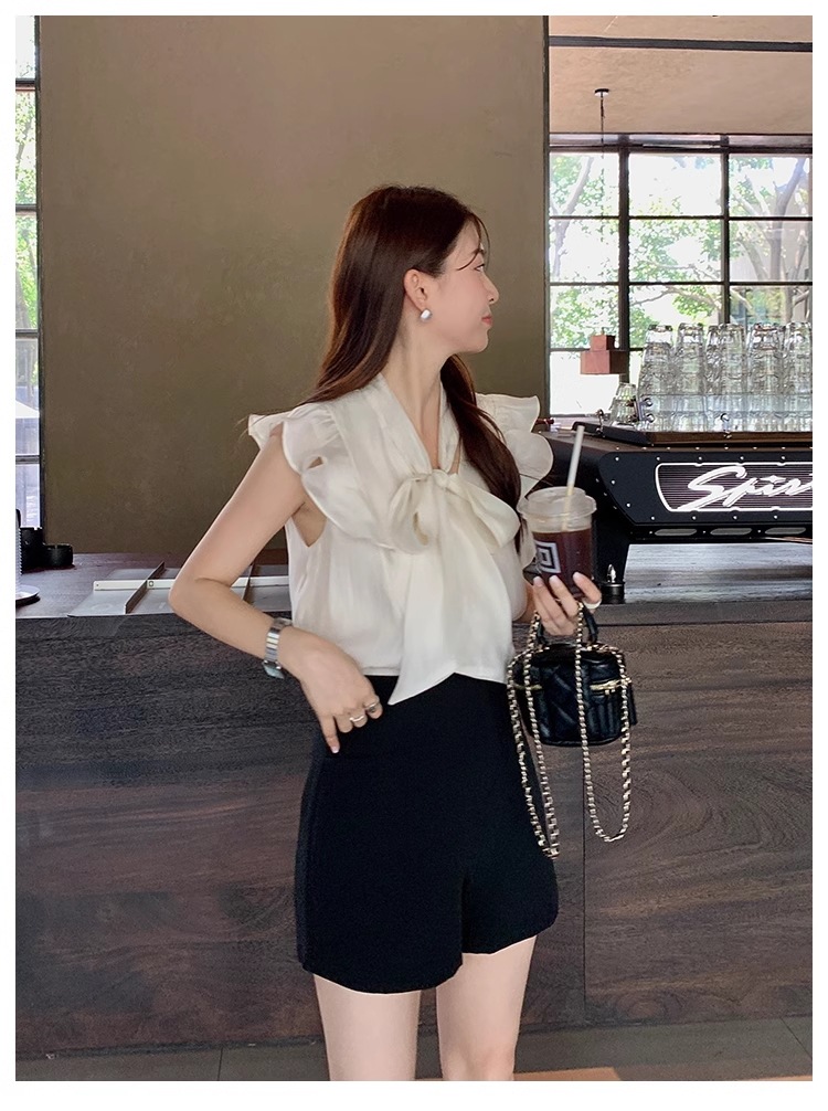 夏 フレンチ エレガント ソリッドカラー トップ シャツ フライング スリーブ シフォン シャツ トップス シャツ 袖なし ノースリーブ 襟なし かわいい シンプル カジュアル 大人 上品 おしゃれ 夏 フレンチ エレガント ソリッドカラー トップ シャツ フライング スリーブ シフォン シャツ トップス シャツ 袖なし ノースリーブ 襟なし かわいい シンプル カジュアル 大人 上品 おしゃれ