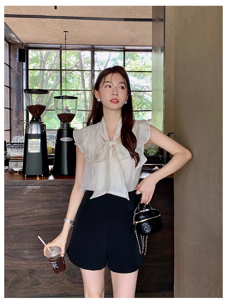 夏 フレンチ エレガント ソリッドカラー トップ シャツ フライング スリーブ シフォン シャツ トップス シャツ 袖なし ノースリーブ 襟なし かわいい シンプル カジュアル 大人 上品 おしゃれ 夏 フレンチ エレガント ソリッドカラー トップ シャツ フライング スリーブ シフォン シャツ トップス シャツ 袖なし ノースリーブ 襟なし かわいい シンプル カジュアル 大人 上品 おしゃれ