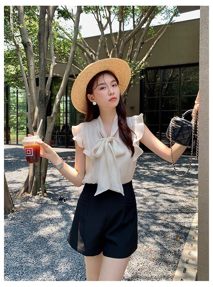 夏 フレンチ エレガント ソリッドカラー トップ シャツ フライング スリーブ シフォン シャツ トップス シャツ 袖なし ノースリーブ 襟なし かわいい シンプル カジュアル 大人 上品 おしゃれ 夏 フレンチ エレガント ソリッドカラー トップ シャツ フライング スリーブ シフォン シャツ トップス シャツ 袖なし ノースリーブ 襟なし かわいい シンプル カジュアル 大人 上品 おしゃれ