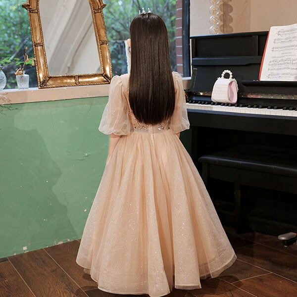 [新発売]ドレス 子供 ピアノ 発表会 ピアノ発表会 中学生 ワンピース 女の子 ロングドレス 結婚式 ジュニア ピアノ発表会ドレス コンクール 袖付き パーティードレス イブニングドレス ロング キ