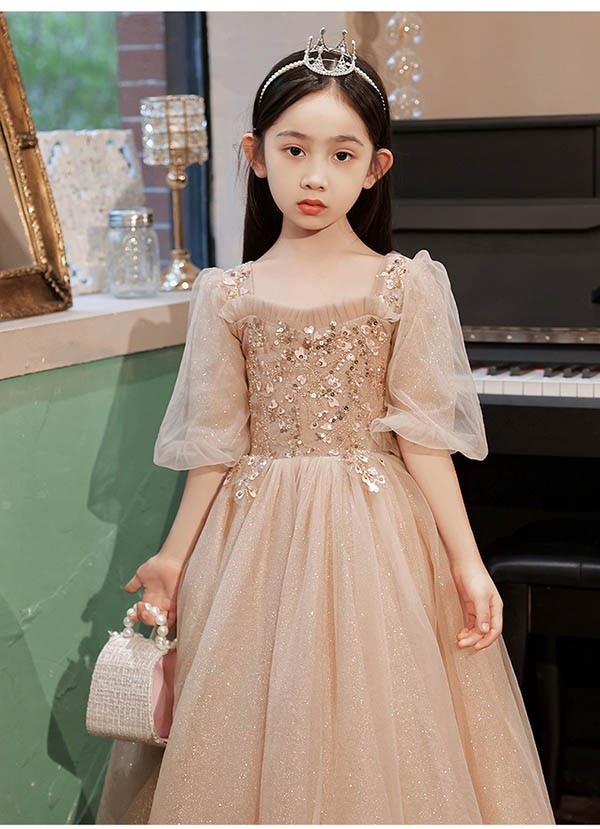 [新発売]ドレス 子供 ピアノ 発表会 ピアノ発表会 中学生 ワンピース 女の子 ロングドレス 結婚式 ジュニア ピアノ発表会ドレス コンクール 袖付き パーティードレス イブニングドレス ロング キ