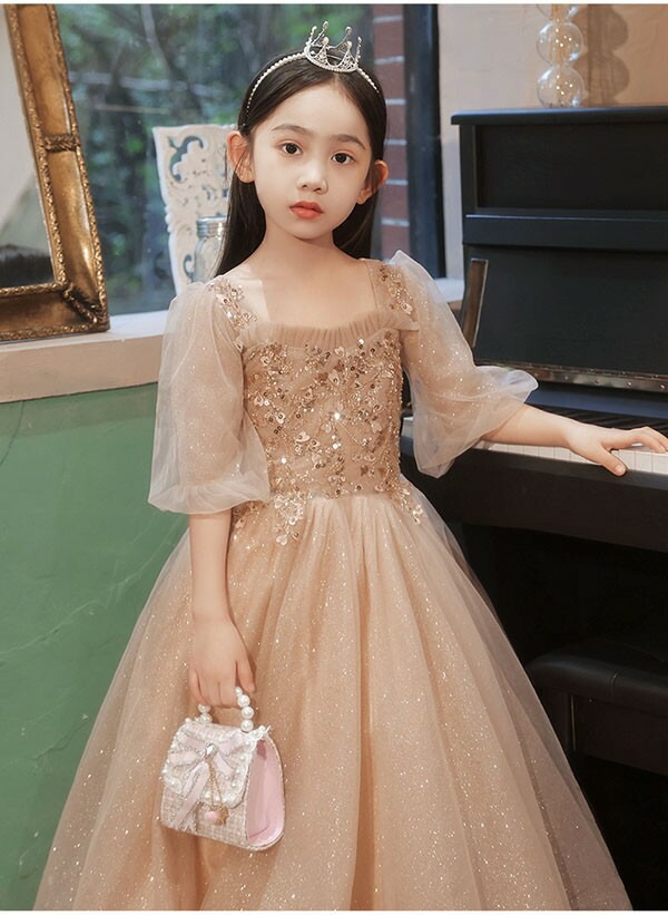 [新発売]ドレス 子供 ピアノ 発表会 ピアノ発表会 中学生 ワンピース 女の子 ロングドレス 結婚式 ジュニア ピアノ発表会ドレス コンクール 袖付き パーティードレス イブニングドレス ロング キ