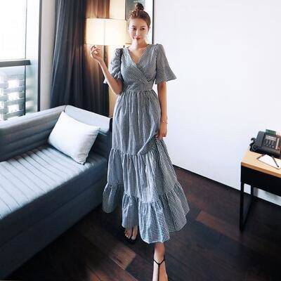 ワンピース 春 きれいめ 袖あり カジュアル おしゃれ レディース ロング丈 マキシ丈 ワンピ ドレス ギンガムチェック Vネック 半袖 可愛い ティアード フェミニン ハイウエスト 春夏 春秋 ワンピース 春 きれいめ 袖あり カジュアル おしゃれ レディース ロング丈 マキシ丈 ワンピ ドレス ギンガムチェック Vネック 半袖 可愛い ティアード フェミニン ハイウエスト 春夏 春秋