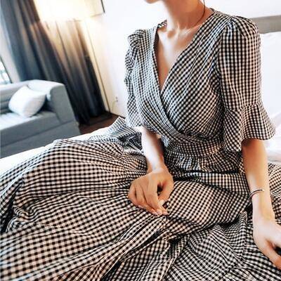 ワンピース 春 きれいめ 袖あり カジュアル おしゃれ レディース ロング丈 マキシ丈 ワンピ ドレス ギンガムチェック Vネック 半袖 可愛い ティアード フェミニン ハイウエスト 春夏 春秋 ワンピース 春 きれいめ 袖あり カジュアル おしゃれ レディース ロング丈 マキシ丈 ワンピ ドレス ギンガムチェック Vネック 半袖 可愛い ティアード フェミニン ハイウエスト 春夏 春秋