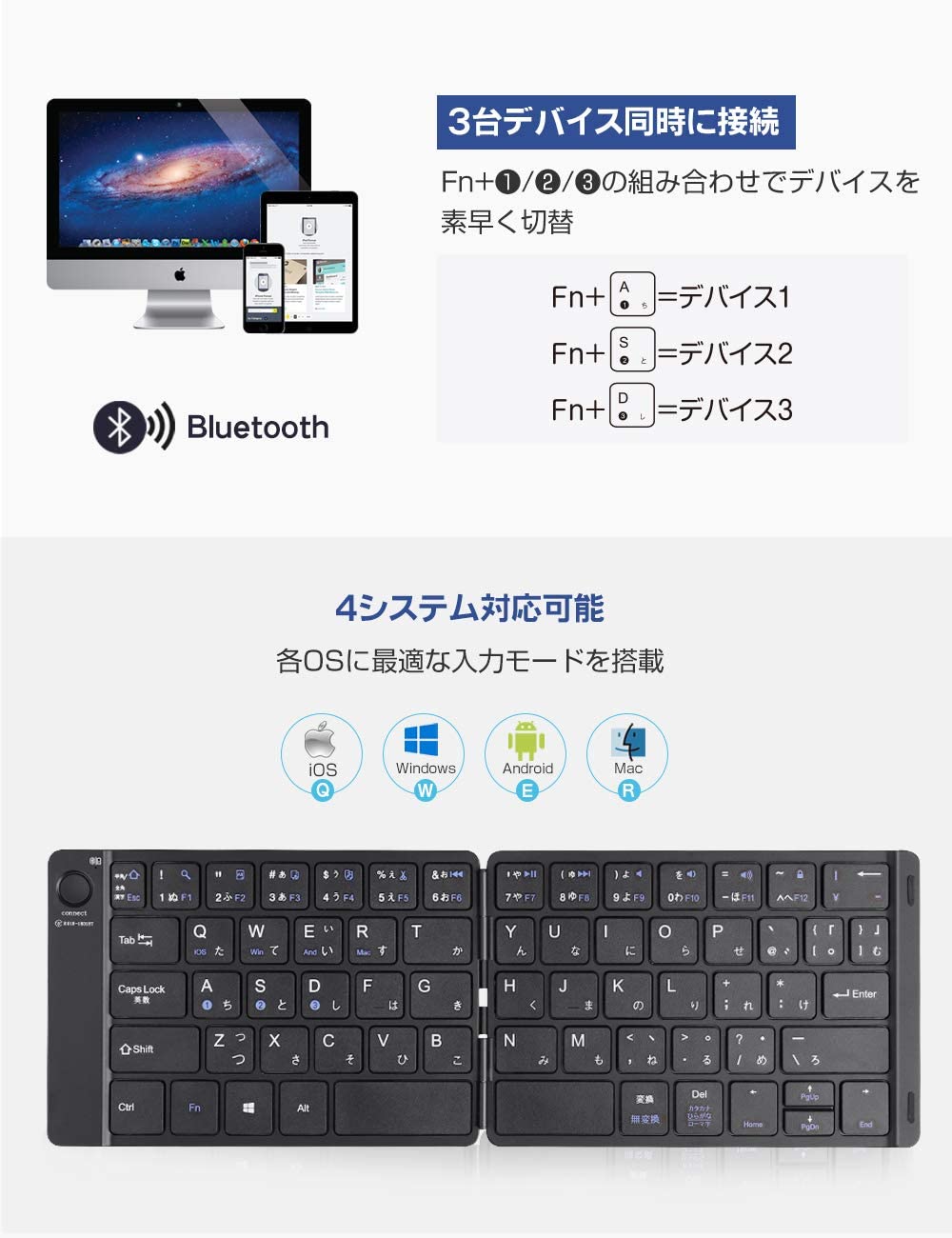 【本日限定価格】 Ewin ノートPC/iPad/iPhoneに対応 スタンド付 パソコン用 iOS