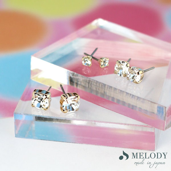 Qoo10] MELODY ACCESSORY ピアス K18GP 大粒 1粒 ラインス