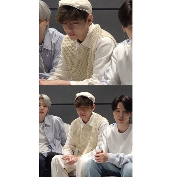 KNITTED] BTS V テテ 着用 Net Round Knitted Vest ニット