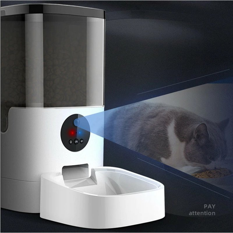ペット自動給餌器 カメラ 4L スマホ 犬 猫 定時定量 タイマー自動 自動餌やり機 遠隔操作 録